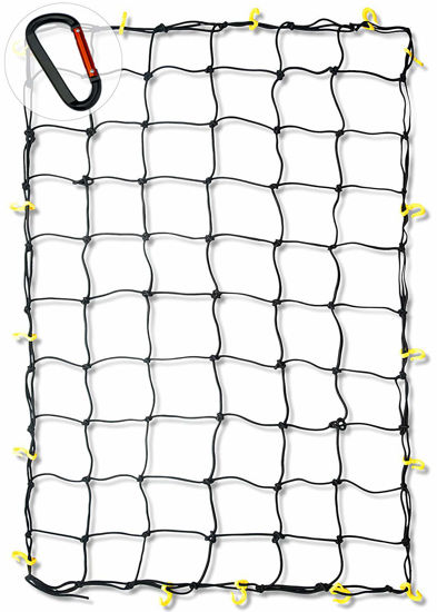 Picture of NEIKO 50971A 4'x6' Super Duty Small Cargo Net¸ Bungee Cargo Net, 16 Pcs Detachable hooks, 4 Carabiners, Small 4"x4" Mesh Protects Small Items, Cargo Net For SUV, ATV/UTV, RV, Pickup Truck Bed, Trailer