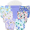 Picture of wegreeco Cloth Diapers 6 Pack with 6 Inserts & 1 Wet Bag, Washable Cloth Diapers for Babies, One Size Adjustable Reusable Diapers Baby (Leaves, Animals)