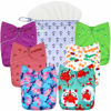 Picture of wegreeco Cloth Diapers 6 Pack with 6 Inserts, Washable Cloth Diapers for Babies, One Size Adjustable Reusable Diapers Baby (Girl Prints + 1 Wet Bag)