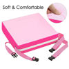 Picture of Toddler Booster Seat Dining, Washable 2 Straps Safety Buckle Kids Booster Seat for Dining Table, Portable Travel Increasing Cushion (Pink-PU)
