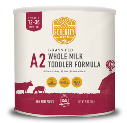 Picture of Serenity Kids 12-36 Months Toddler Formula Powder - Grass Fed Organic A2 Whole Milk - Clean Label Project Purity Award Certified - 21 oz, 1 Count, Milk Powder