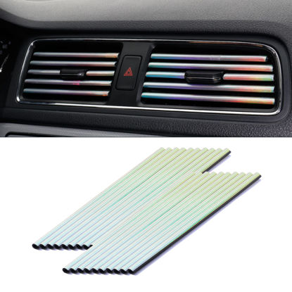 Picture of LivTee 20 Pieces Car Air Conditioner Decoration Strip for Vent Outlet, Universal Waterproof Bendable Air Vent Outlet Trim Decoration, Car Interior Accessories (Shiny Silver)