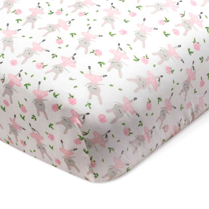 Picture of HonestBaby Fitted Crib Sheets Fits Standard Mattress Bassinet, Mini Prints 100% Organic Cotton Baby Boys, Girls, Unisex, Tutu Cute, One Size