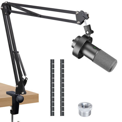 Picture of SUNMON Fifine K688 Boom Arm, Mic Stand Boom Arm Compatible with Fifine K688, Fifine Mic Boom Arm with 3/8" to 5/8" Screw Adapter Clip, Fifine K688 Microphone Stand with Cable Sleeve