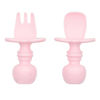 Picture of Bumkins Baby Utensils Set, Chewtensils Silicone Spoons for Dipping, Self-Feeding, Baby Led Weaning, Trainer Learning, First Stage Eating, Soft Practice Fork and Spoon, Babies 6 Months, Pink