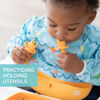 Picture of Bumkins Baby Utensils Set, Chewtensils Silicone Spoons for Dipping, Self-Feeding, Baby Led Weaning, Trainer Learning, First Stage Eating, Soft Practice Fork and Spoon, Babies 6 Months, Tangerine
