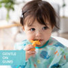 Picture of Bumkins Baby Utensils Set, Chewtensils Silicone Spoons for Dipping, Self-Feeding, Baby Led Weaning, Trainer Learning, First Stage Eating, Soft Practice Fork and Spoon, Babies 6 Months, Tangerine