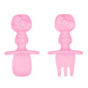 Picture of Bumkins Baby Utensils Set, Chewtensils Silicone Spoons for Dipping, Self-Feeding, Baby Led Weaning, Trainer Learning, First Stage Eating, Soft Practice Fork and Spoon, 6 Months, Hello Kitty Pink
