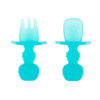 Picture of Bumkins Baby Utensils Set, Chewtensils Silicone Spoons for Dipping, Self-Feeding, Baby Led Weaning, Trainer Learning, First Stage Eating, Soft Practice Fork and Spoon, Babies 6 Months, Blue Jelly