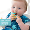 Picture of Bumkins Baby Utensils Set, Chewtensils Silicone Spoons for Dipping, Self-Feeding, Baby Led Weaning, Trainer Learning, First Stage Eating, Soft Practice Fork and Spoon, Babies 6 Months, Blue Jelly