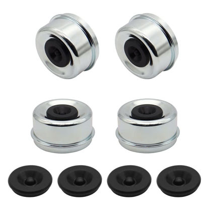 Picture of SUNCARACCL 4PCS 2.75" Trailer Hub Bearing Dust Caps, Trailer Axle Dust Cap Wheel Center Caps Grease Covers with 4 Rubber Plugs for 7000 to 8000 lb Dexter EZ Lube Trailer Boat Trailer Camper RV…