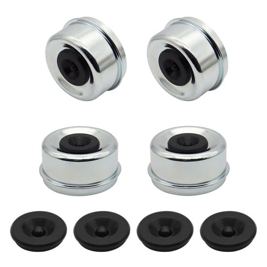 Picture of SUNCARACCL 4PCS 2.75" Trailer Hub Bearing Dust Caps, Trailer Axle Dust Cap Wheel Center Caps Grease Covers with 4 Rubber Plugs for 7000 to 8000 lb Dexter EZ Lube Trailer Boat Trailer Camper RV…
