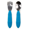 Picture of Bumkins Toddler Utensils, Kids Size Fork and Spoon Set, Silicone and Stainless-Steel Training Silverware, Angled Forks / Sporks for Self-Feeding, Children Hold Learning to Eat, 18 Mos Up, Dark Blue