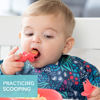 Picture of Bumkins Baby Utensils Set, Chewtensils Silicone Spoons for Dipping, Self-Feeding, Baby Led Weaning, Trainer Learning, First Stage Eating, Soft Practice Fork and Spoon, Babies 6 Months, Red