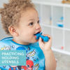 Picture of Bumkins Baby Utensils Set, Chewtensils Silicone Spoons for Dipping, Self-Feeding, Baby Led Weaning, Trainer Learning, First Stage Eating, Soft Practice Fork and Spoon, Babies 6 Months, Dark Blue