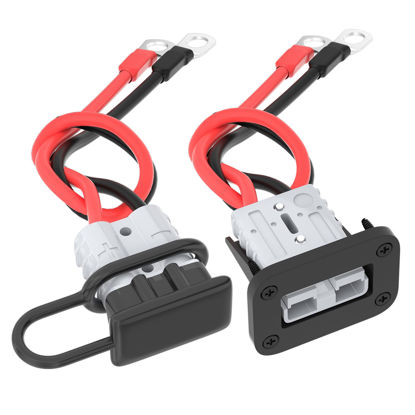 Picture of RVBOATPAT 50 Amp Battery Quick Connect/Disconnect Connector 6 to 12 Gauge Battery Cable Connector Quick Disconnect Battery Terminal, 12V Wire Harness Plug Connector Kit for Car Winch Trailer - 2 Pack