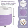 Picture of MEGASKET Large Purple Rope Storage Basket, 22x14 Inches Wicker Woven Baskets for Storage, Baby Laundry Basket, Blanket Toy Bin Organizer, Living Room Decor, Towel Basket, Big Basket for Gifts Empty