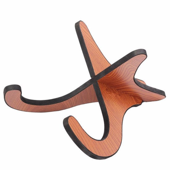 Picture of CC CAIHONG Ukulele Stand Floor Wooden Portable Folding Universal X frame Sturdy Non-Slip Stand for Ukelele, Mandolin, Violin and Banjo - Brown