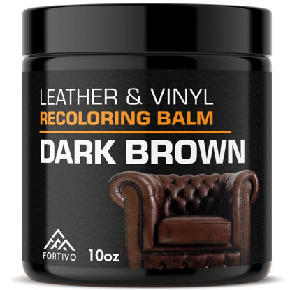 Picture of FORTIVO Leather Recoloring Balm, Leather Color Restorer, Leather Restorer for Couches, Leather Scratch Remover, Leather Scratch Repair, Leather Balm, Leather Restorer for Couches and Car Seats 10 oz