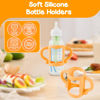 Picture of TonGass (4-Pack) Bottle Handles for Dr Brown Narrow Baby Bottles with Easy Grip Handles to Hold Their Own Bottle - BPA-Free Soft Silicone - Red Orange Blue and Green