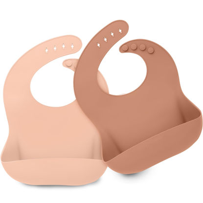 Picture of KeaBabies 2-Pack Silicone Bibs For Babies, Silicone Baby Bibs for Eating, Food-Grade Pure Silicone Bib, Toddler Bibs, Waterproof Bibs, Feeding Bibs, Silicon Bibs for Toddlers, Boys, Girls (Dusk)