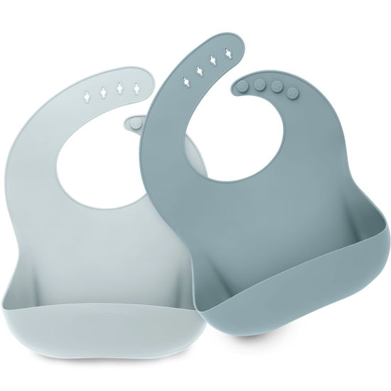 Picture of KeaBabies 2-Pack Silicone Bibs For Babies, Silicone Baby Bibs for Eating, Food-Grade Pure Silicone Bib, Toddler Bibs, Waterproof Bibs, Feeding Bibs, Silicon Bibs for Toddlers, Boys, Girls (Alps)