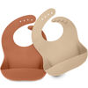 Picture of KeaBabies 2-Pack Silicone Bibs For Babies, Silicone Baby Bibs for Eating, Food-Grade Pure Silicone Bib, Toddler Bibs, Waterproof Bibs, Feeding Bibs, Silicon Bibs for Toddlers, Boys, Girls (Terracotta)