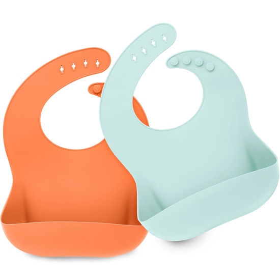 Picture of KeaBabies 2-Pack Silicone Bibs For Babies, Silicone Baby Bibs for Eating, Food-Grade Pure Silicone Bib, Toddler Bibs, Waterproof Bibs, Feeding Bibs, Silicon Bibs for Toddlers, Boys, Girls (Amaze)