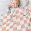 Picture of HOMRITAR Baby Blanket for Girls 3D Checkered Fleece Fluffy Fuzzy Checkerboard Grid Warmer Shaggy Soft Cozy Fuzzy Bed Blanket for Toddler, Newborn or Infant Pink 30 x 40 Inch
