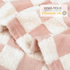 Picture of HOMRITAR Baby Blanket for Girls 3D Checkered Fleece Fluffy Fuzzy Checkerboard Grid Warmer Shaggy Soft Cozy Fuzzy Bed Blanket for Toddler, Newborn or Infant Pink 30 x 40 Inch