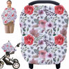 Picture of Multi-use Canopy Cover Breastfeeding Cover - Car Seat Covers for Babies, Stretchy Carseat Canopy Cover, Boys and Girls Shower Gifts (Purple Flower)