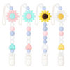 Picture of LSTRAGY Silicone Pacifier Clip, 4 Pack Pacifier Holder for Boys and Girls, Adorable Sunflower Pacifier Clips Fits for Most Pacifier, Baby Teethers, Baby Shower and Baby Gift