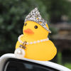 Picture of wonuu Car Rubber Duck, Yellow Duck Decoration Dashboard with Sun Hat Necklace Sunglasses for Car Dashboard Decorations, D-Duck-Queen Crown-Big Pearl