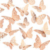 Picture of 3D Gold Butterfly Wall Decor 3 Sizes 3 Styles Butterfly Party Decorations Cake Decorations Removable Stickers Wall Decor Room Mural Metallic Kids (Rose Gold, 96Pcs)