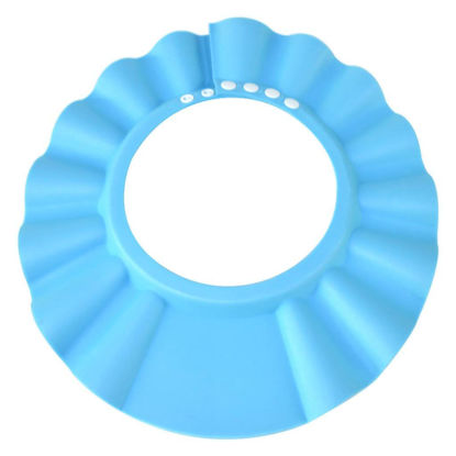 Picture of HOOYEE Safe Shampoo Shower Bathing Protection Bath Cap Soft Adjustable Visor Hat for Toddler, Baby, Kids, Children … (Blue)