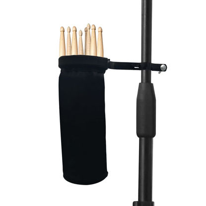 Picture of Drumstick Container Bag, Drum Stick Holder Drumstick Nylon Bag for Drum Set Clamp on Stick Holder Bag Container(black)