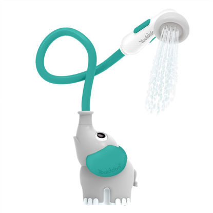 Picture of Yookidoo Baby Bath Shower Head - Elephant Water Pump with Trunk Spout Rinser - Control Water Flow from 2 Knobs for Maximum Fun in Tub or Sink for Newborn Babies (Grey and Forest Green)