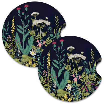 Picture of Nipichsha Car Cup Holder Coasters, Car Coasters for Cup Holders, 2 Pack Universal Anti Slip Insert Coasters, Rubber Car Cup Mat with A Finger Notch, Cute Car Interior Accessories for Women(Dandelion)