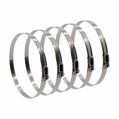 Picture of Roadformer 8" Worm Gear Hose Clamp - SAE 128 Size, Full Stainless Steel with 1/2" Band Working Range 144mm -216mm Duct Clamp Pipe Clamp Worm Drive Hose Clamp (5 Pack, 144mm -216mm)