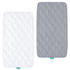 Picture of Bassinet Mattress Pad Cover Waterproof, Quilted Mattress Protector Sheets Fits All Mainstream Bassinet - Rectangle, Oval, Hourglass, 2 Pack, Ultra Soft Breathable, Grey and White