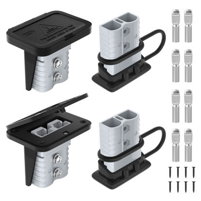 Picture of RVBOATPAT 120 Amp Battery Quick Disconnect Connector with Plug Mounting Panel Battery Cable Connector Battery Terminal Connectors Flush Mount Recessed Plate