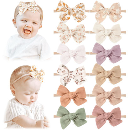 Picture of Niceye Baby Headbands and Hairbands Set - 12 Packs of Stretchy Nylon Handmade Hair Accessories for Newborns, Infants, and Toddler Girls
