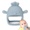 Picture of Socub Silicone Baby Teether Toy for Infants 3+ Months, BPA Free Anti-Drop Silicone Mitten Teething Toy for Soothing Sore Gums, Baby Chew Toys for Sucking Needs, Dusty Blue