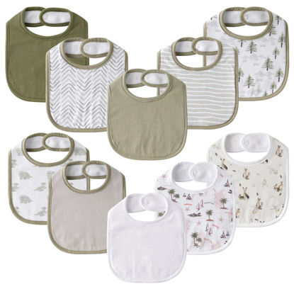 Picture of Baby Snap Bibs for Boys Girls,10 Pack Bandana Drool Bibs with Snap,Organic Cotton Snap Closure Bibs for Newborn
