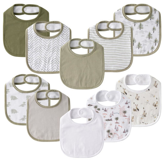 Picture of Baby Snap Bibs for Boys Girls,10 Pack Bandana Drool Bibs with Snap,Organic Cotton Snap Closure Bibs for Newborn