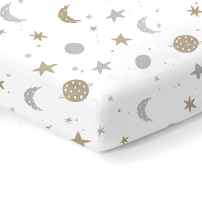 Picture of 100% Organic Cotton Fitted Sheets for Standard Crib and Toddler Mattresses/Pads 28” x 52” and up to 6” Thick. Boys and Girls. Fits, Dream On Me, Lullaby, Safety 1st, Newton, and Other Brands.