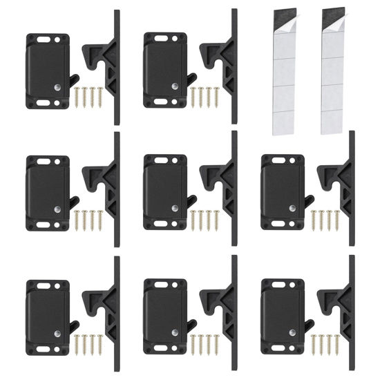 Picture of RV Drawer Latches and Catches, 8 Pack RV Cabinet Door Latches and Catches, 10 LBS Pull Force Latch for RV Camper Motor Trailor Home Office Cabinet Drawer, with Mounting Screws and Double-Sided Tape