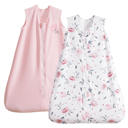 Picture of PHF Soft Micro-Fleece Baby Sleep Sack, 12-18 Months Warm Baby Wearable Blanket, 2-Way Zipper Sleeping Bags, 2 Pack Comfy Toddler Sleeping Sack for Baby Girls, Large Size, Floral
