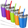 Picture of Kids Cups with Lids and Straws, 12oz Kids Tumblers with Straws and Lids Spill Proof Cups for Kids Stainless Steel Sippy Cups for School, Outdoor, 5 Pack