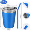 Picture of Kids Cups with Lids and Straws, 12oz Kids Tumblers with Straws and Lids Spill Proof Cups for Kids Stainless Steel Sippy Cups for School, Outdoor, 5 Pack